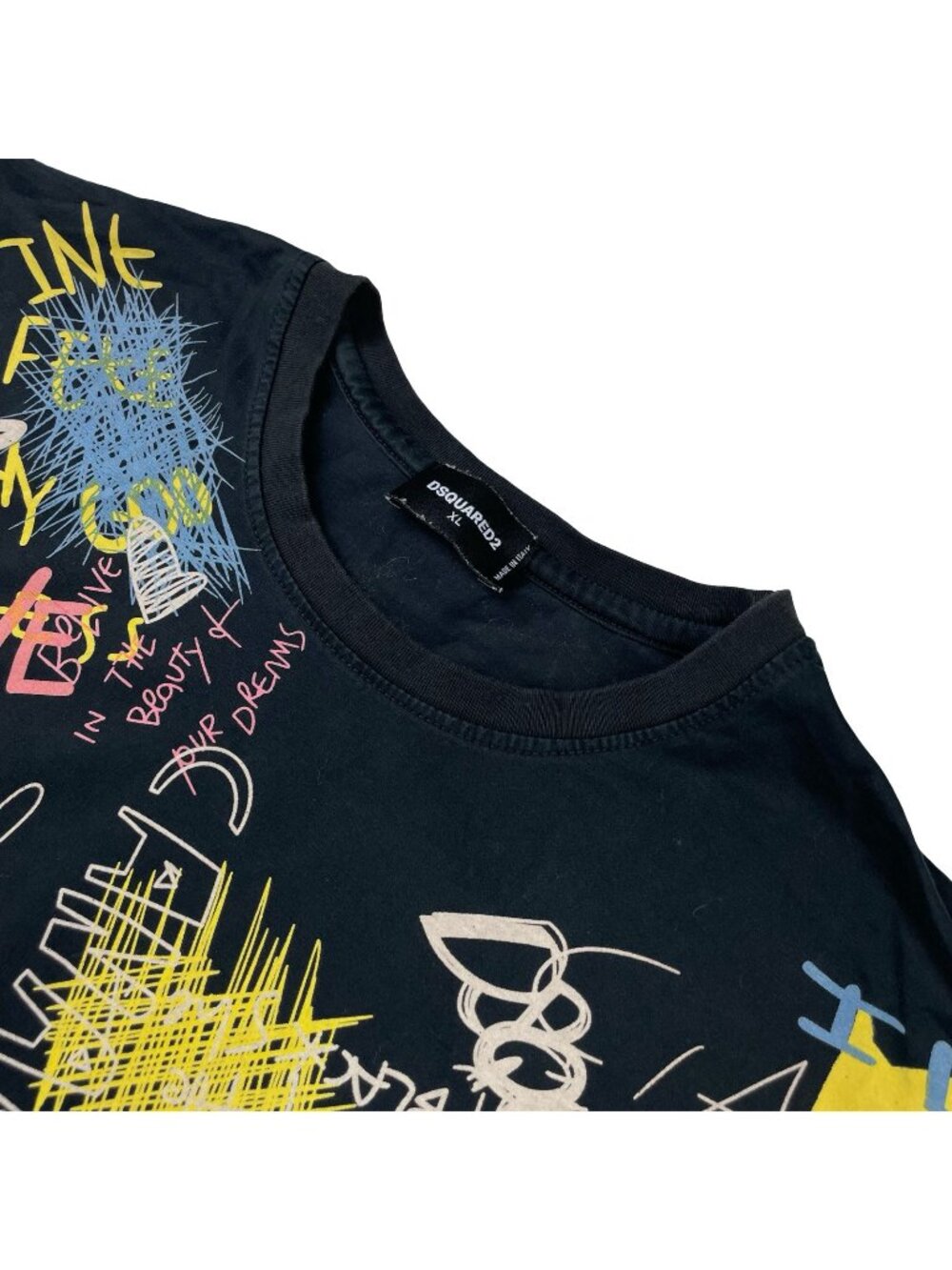 Dsquared2 Men's Graffiti Tattoo Smoke 100% Cotton S/S T-Shirt Black • Italy • XL